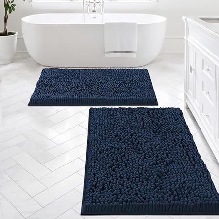 Elevate Your Bathroom Décor with Navy Chenille Bathroom Rugs